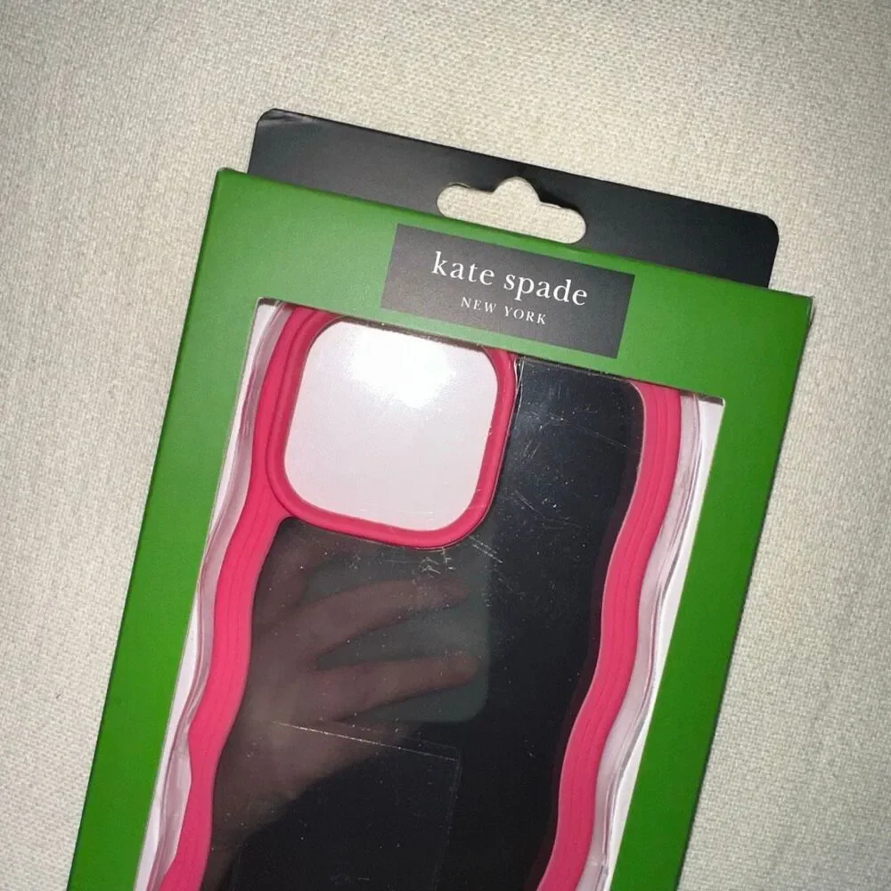 Kate Spade New York IPhone 16 Pro Max Phone Case Hot Pink Wavy Mirror NWT